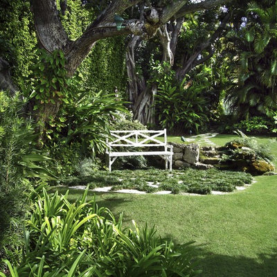 Inspiration for a tropical backyard landscaping in Miami.
