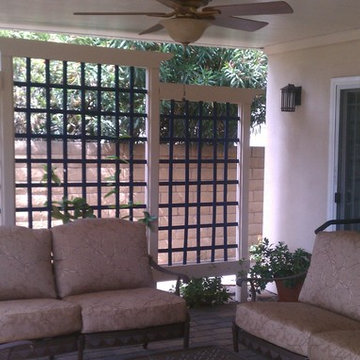 Patio cover, Lattice sections and landscape