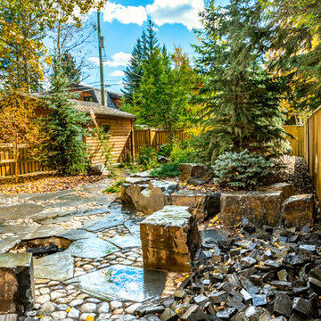 Patio with Fire Pit and Natural Stone Seating