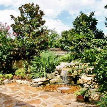 Patio with unique waterfall