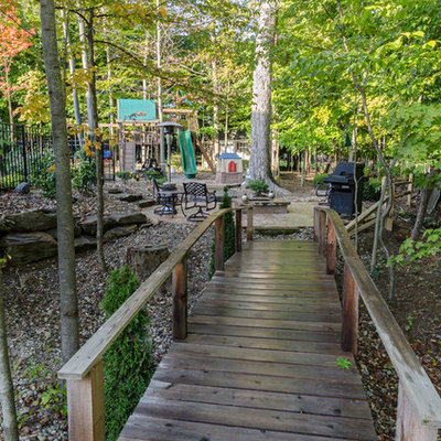 Inspiration for a traditional backyard landscaping in Cleveland.