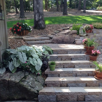 Patios with fire pits and steps