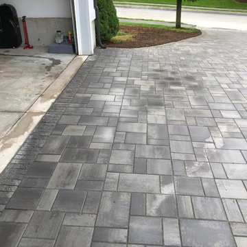 paver driveway, granite steirs permable patio