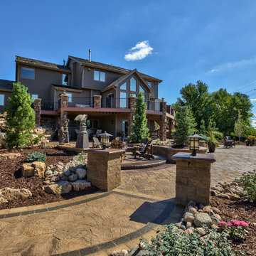 Paver Patio and Walkway of Luxury Outdoor Rocky Mountain Landscape