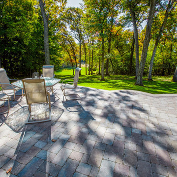 Paver Patio with Rounded Steps and Walkway