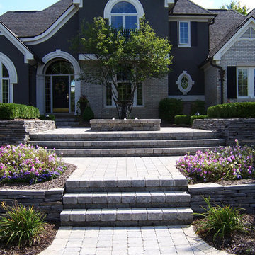 Paver steps with natural retaining walls