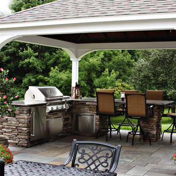 Pavilion with Outdoor Kitchen and Bluestone Patio