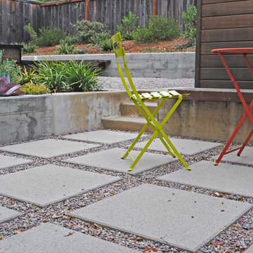 Pebble and Paver Patio with Succulent Planter