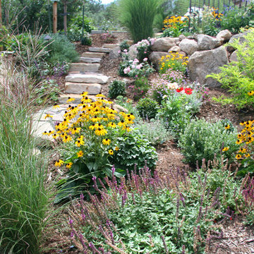 Perennials and Siloam stone stairs