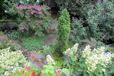 Свежая идея для дизайна: участок и сад среднего размера на заднем дворе в классическом стиле - отличное фото интерьера