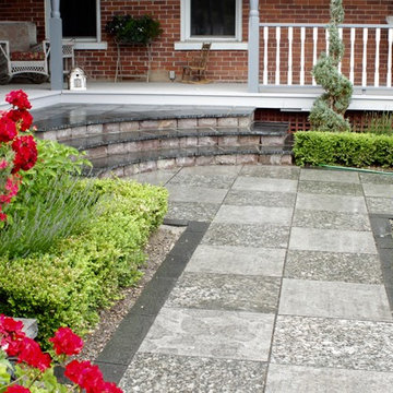 Peterborough, patio, formal garden and steps