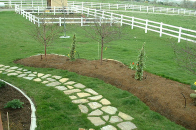 This is an example of a traditional backyard stone garden path in Salt Lake City.