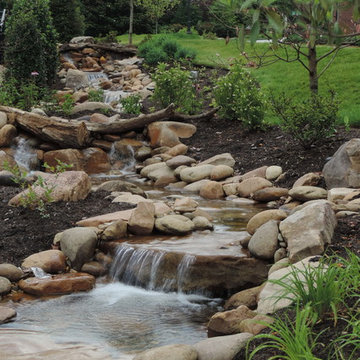 Pond-less water feature flowing at Blueberry Falls at the University of Tennesse