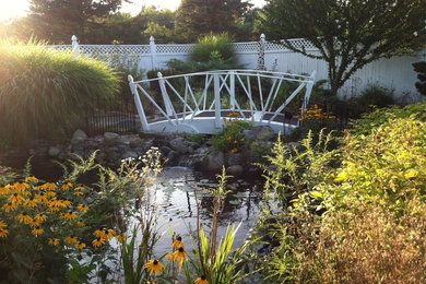Pond with bridge-design-installation