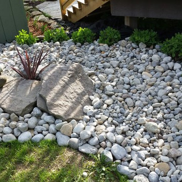 pool deck and landscaping