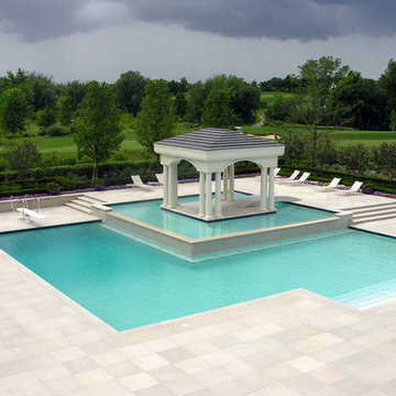 Pool with Patio Island & Golf Course Landscape Design