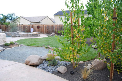 This is an example of a mid-sized traditional drought-tolerant and full sun backyard landscaping in Sacramento.