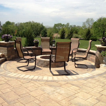 Powell patio, pergola, fire-pit, water feature