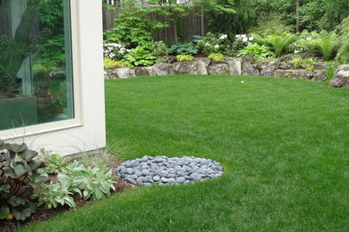 Inspiration for a mid-sized shade backyard landscaping in Boston.