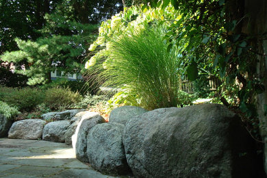 Inspiration for a small stone landscaping in Boston.