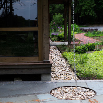 Rain Chain and Drip Edge Details at Red Barn, Red Brick