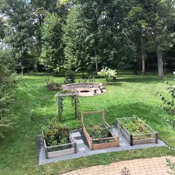 Raised beds for a vegetable garden and a cutting garden