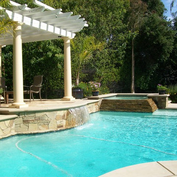 Raised pool deck and spa cascade