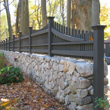 Redding picket fence, stonewall, and cross buck rail fence