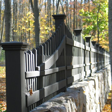 Redding picket fence, stonewall, and cross buck rail fence