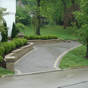 Retaining wall and paver driveway
