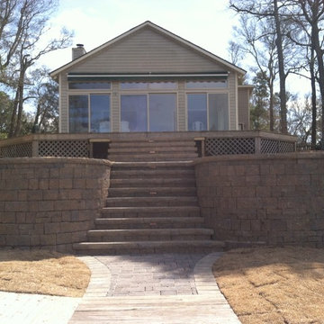 Retaining wall and paver patio on the beach