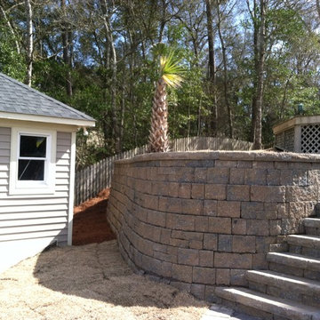 Retaining wall and paver patio on the beach