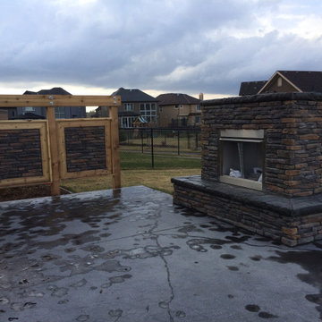 RIver Valley Outdoor Fireplace, Pergola & Privacy Screen