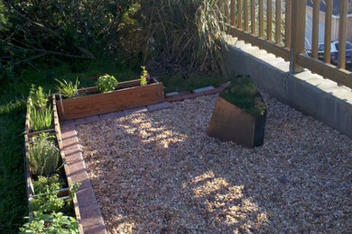 Modelo de jardín de secano contemporáneo en patio trasero