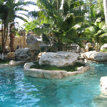 Rock Pool with Lazy River - Tropical Garden Style
