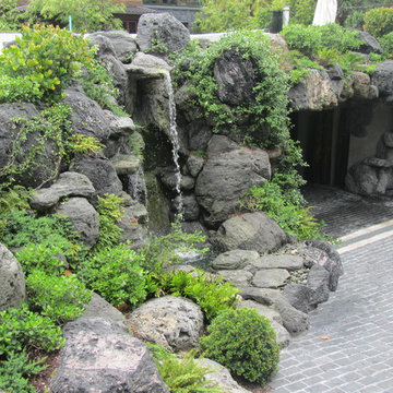 Rock waterfall and pond