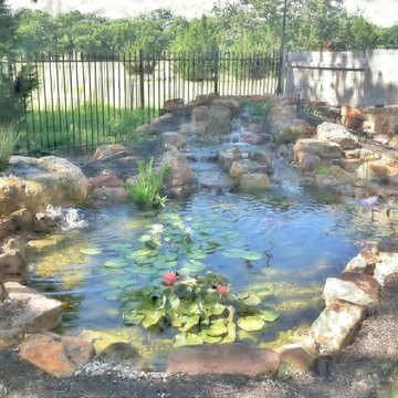 Rose and Robert's Texas Pond with Waterfall and Bubbling Boulder