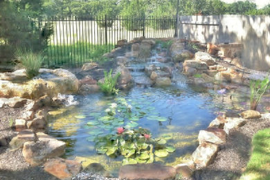 Rose and Robert's Texas Pond with Waterfall and Bubbling Boulder
