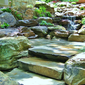 RUGGED WATERFALLTERRACE AND STEPS