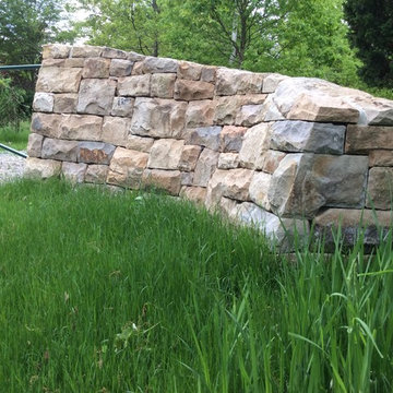 Rural Acreage Entry Gate; Ramp & Twist Stone Detail
