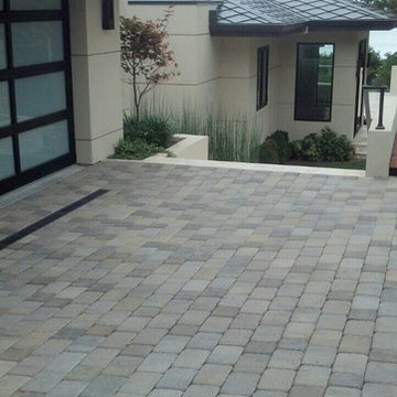 Rustic Paver Driveway at Modern Home