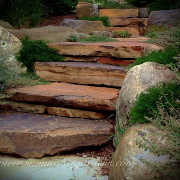 Rustic stone garden steps