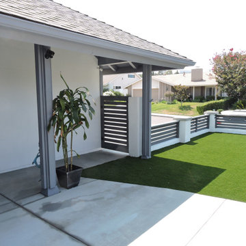 San Diego - Front Landscape 92128 Artificial Turf - CMU Concrete wall build with