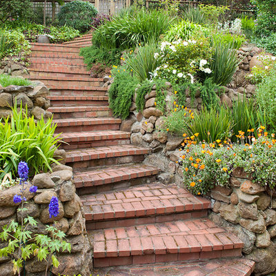 Photo of a traditional hillside brick landscaping in San Francisco.