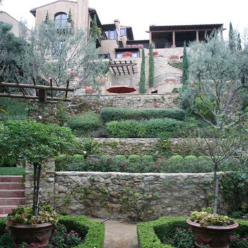 Santa Barbara Sandstone Rubble veneer, garden terrace