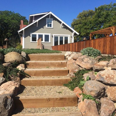 This is an example of a large farmhouse backyard landscaping in San Francisco.