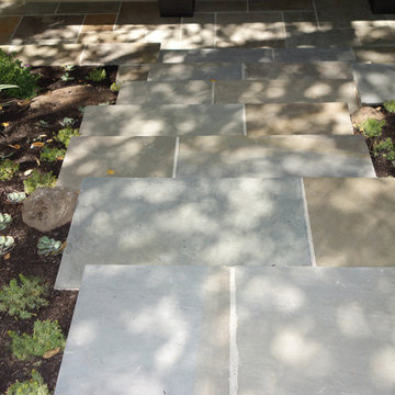 Sausalito Landscape Entrance Remodel With Full Range Bluestone Stairs & Path