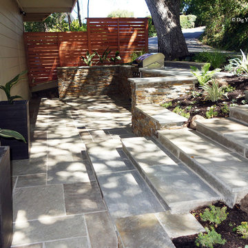 Sausalito Patio Remodel With Natural Stone and Built in Grill/BBQ and Fence