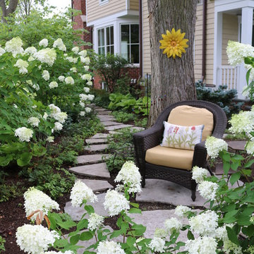 Side Garden with Flagstone Steppers and Tardiva Hydrangea