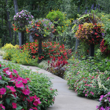 Side-Planted Baskets on Border Columns